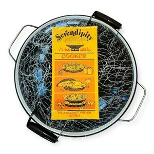 VINTAGE SERENDIPITY COOKER DRIZZLE ENAMEL STEEL PAELLA WOK STEAMER COOKWARE